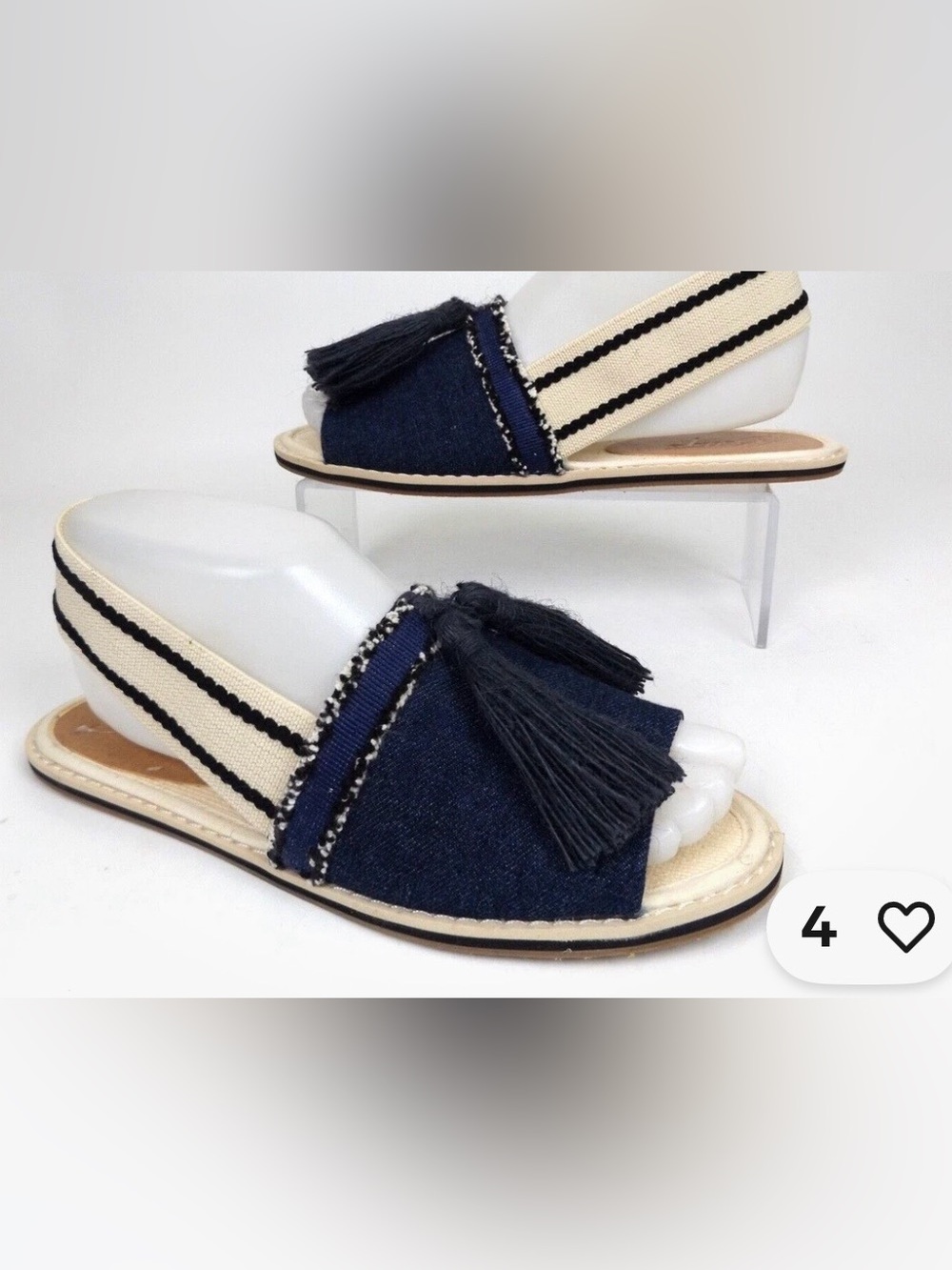 bettye muller Navy and Cream Tassel Slingback Sandals